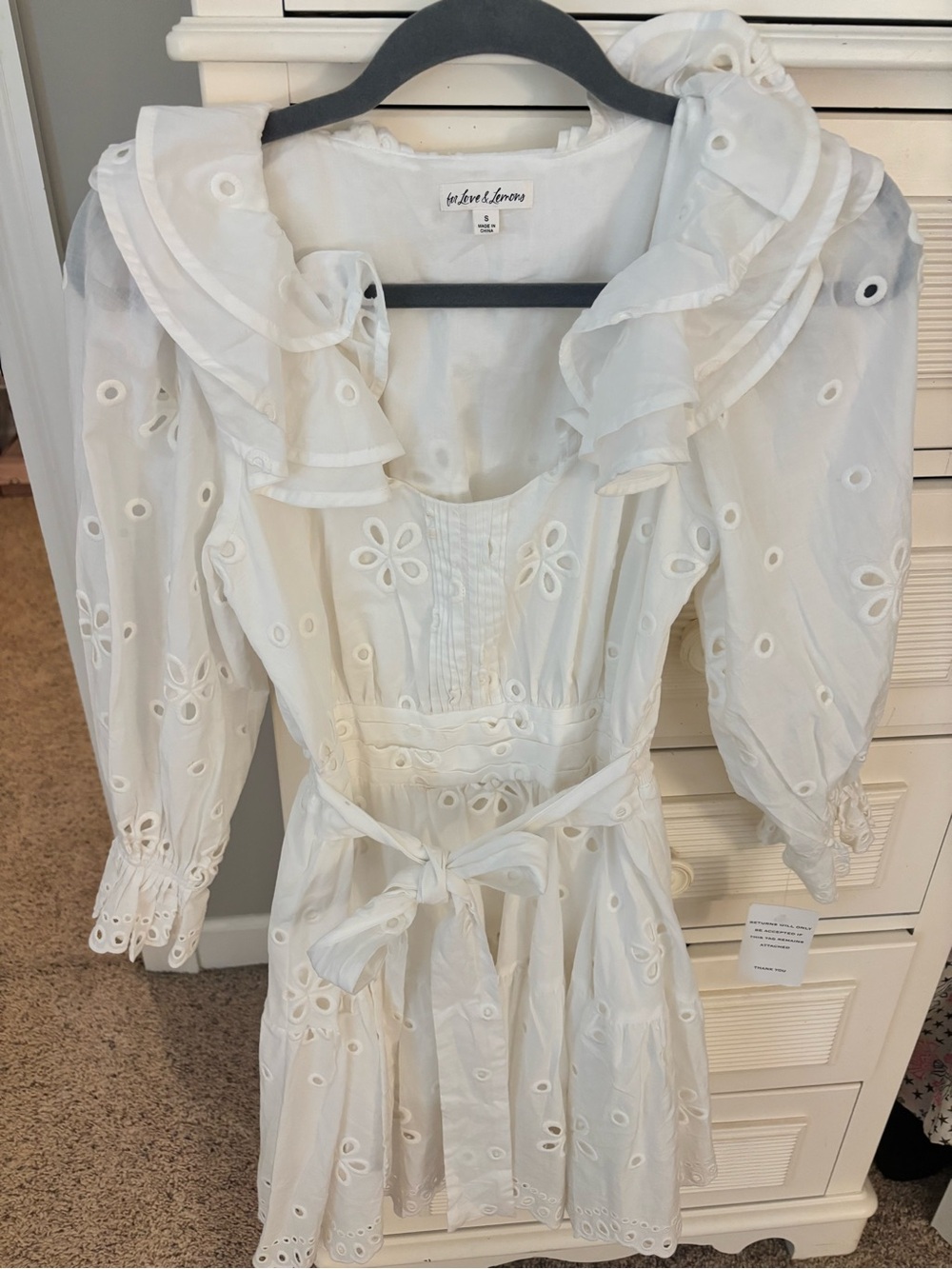 For Love & Lemons White Eyelet Ruffle Dress